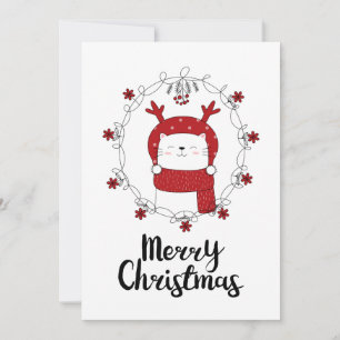 PHOTO HOLIDAY CARD   Merry Christmas Reindeer Cat