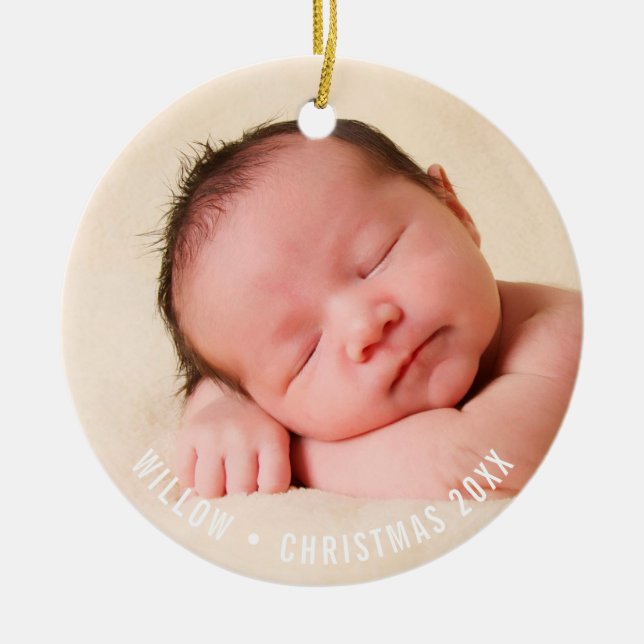 PHOTO HOLIDAY DECOR simple modern snowflake red Ceramic Tree Decoration (Front)