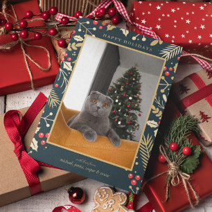 PHOTO HOLIDAY Golden Christmas Holly & Berries