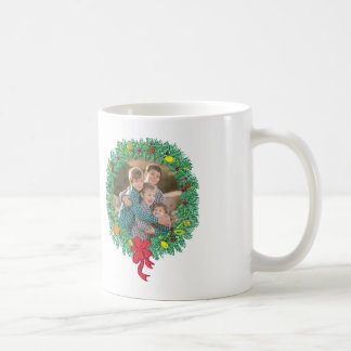 Photo Holiday Mug: Merry Christmas Wreath Coffee Mug