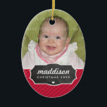 PHOTO HOLIDAY OVAL DECOR chalkboard sign bold red Ceramic Tree Decoration<br><div class="desc">A special memento to capture a moment in time - make a new tradition for your family and get one every year... Personalised with your details & photos my modern holiday products are sure to stand out from the rest. TIP :: 1. To resize / reposition the photo hit the...</div>
