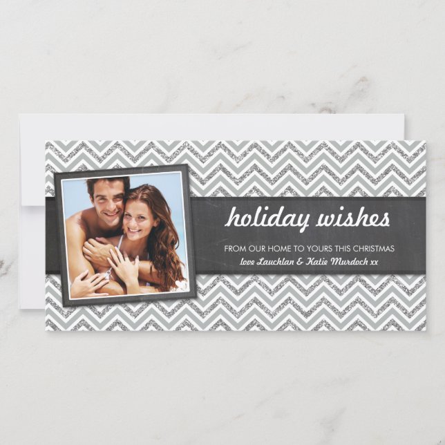 PHOTO HOLIDAY retro chevron silver glitter grey (Front)