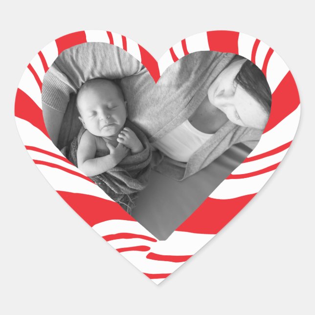 Photo Holiday Stickers: Candy Cane Heart Frame Sticker (Front)