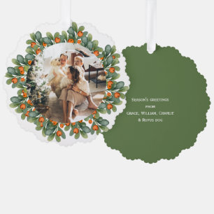 Photo Holiday Wreath Personalised Christmas Tree Decoration Card