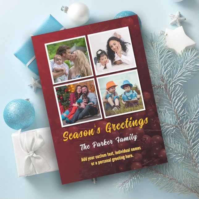 Photo holly berry red Instagram Christmas Card (Creator Uploaded)