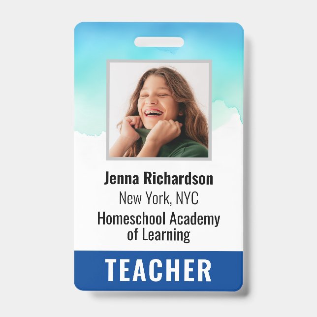 Photo Homeschool Teacher ID Badge (Front)