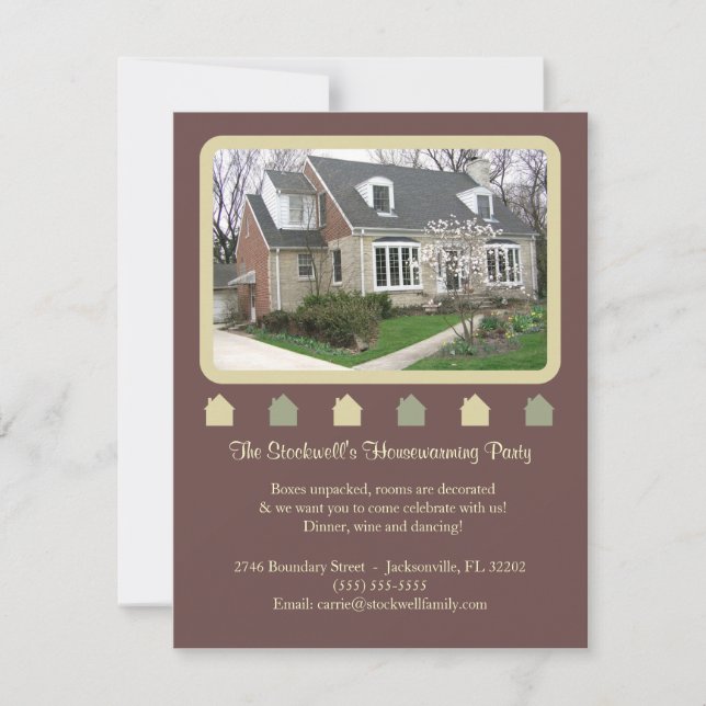 Photo Housewarming Invitation - Brown (Front)