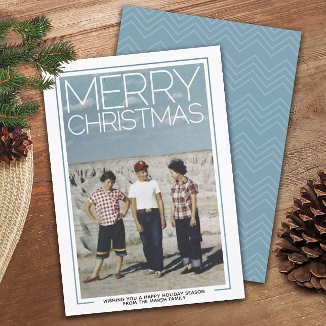 Photo - huge Merry Christmas - Modern White Border Holiday Card (Creator Uploaded)
