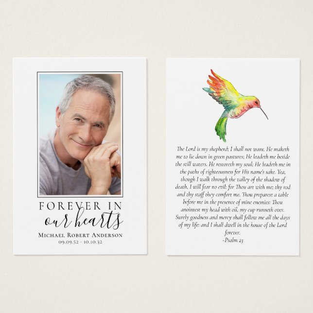 Photo Hummingbird Prayer Card (Front & Back)
