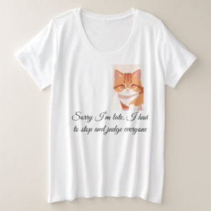 Photo Humour Quote Front Back Double Heart Cat Paw Plus Size T-Shirt