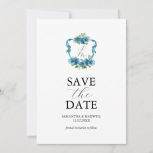 Photo Hydrangea Monogram Save The Date Invitation