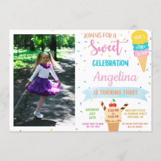 Photo Ice cream birthday invitation Sweet party