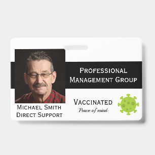 Photo ID Clip Covid Vaccinated 2 Sides ID Badge
