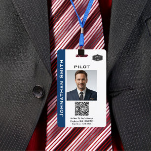 Photo ID Company Security ID QR Code Airline Pilot Badge