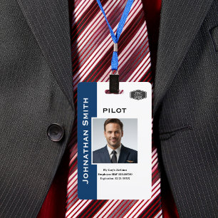 Photo ID Company Security ID QR Code Airline Pilot ID Badge