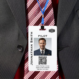 Photo ID Company Security ID QR Code Airline Pilot ID Badge