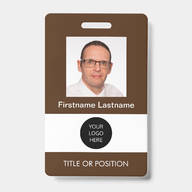 Photo ID Dark Brown Name Badge (Front)