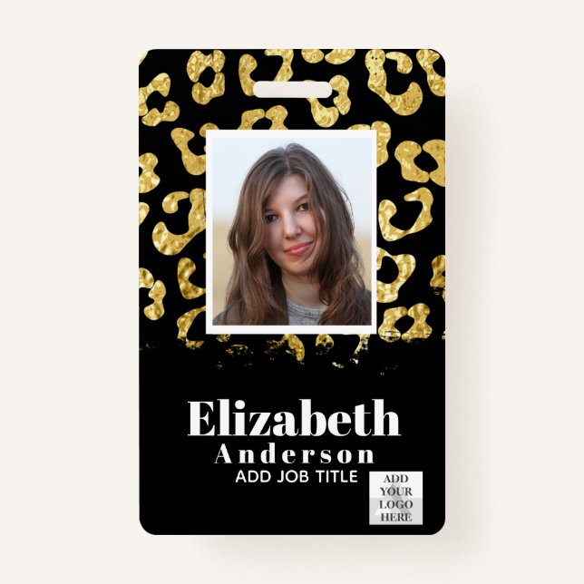 PHOTO ID - Employee VIP Pass Girly Animal Prints ID Badge (Front)