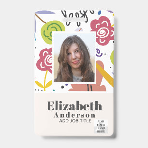 PHOTO ID - Employee VIP Pass - Girly Flowers Badge