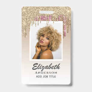 PHOTO ID - Employee VIP Pass Girly Glitter Glam Badge