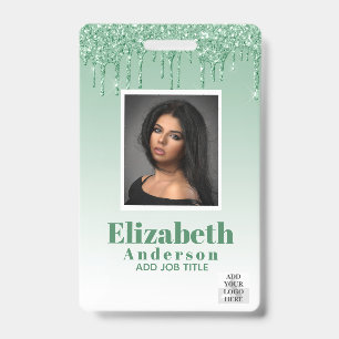 PHOTO ID - Employee VIP Pass Girly Glitter Glam Badge