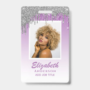 PHOTO ID - Employee VIP Pass Girly Glitter Glam Badge