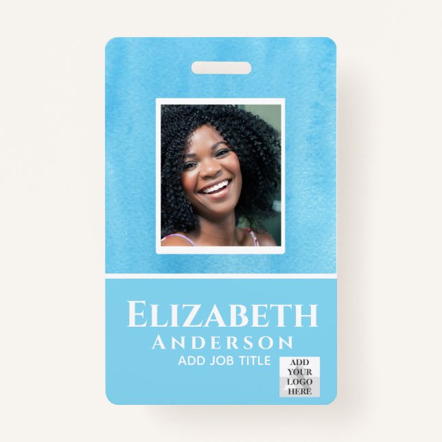 PHOTO-ID Employee VIP PASS Watercolor Abstracts ID Badge (Front)