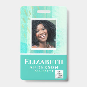 PHOTO-ID Employee VIP PASS Watercolor Abstracts ID Badge