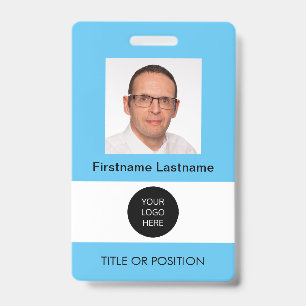 Photo ID Light Sky Blue Name Badge