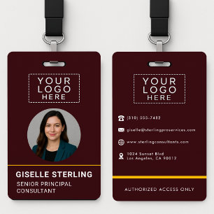 Photo ID Logo Custom Company Name Tag  Badge