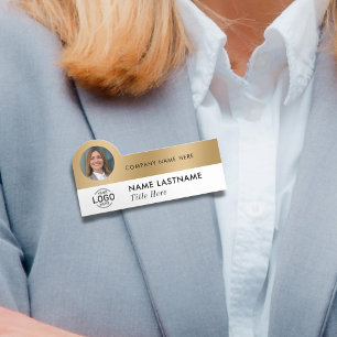 Photo ID Logo Modern Faux Gold Professional Name Tag