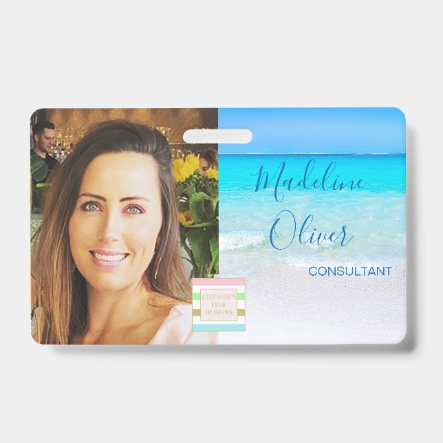 Photo ID Logo Ocean Beach Sea  Badge (Front)