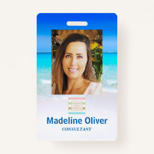 Photo ID Logo Ocean Beach Sea Lanyard Badge ID Badge