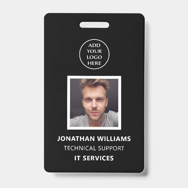 Photo ID Modern Business Logo Staff Name Job Title Badge (Front)