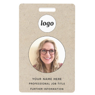 Photo ID Professional Brown Paper Effect Name Badge