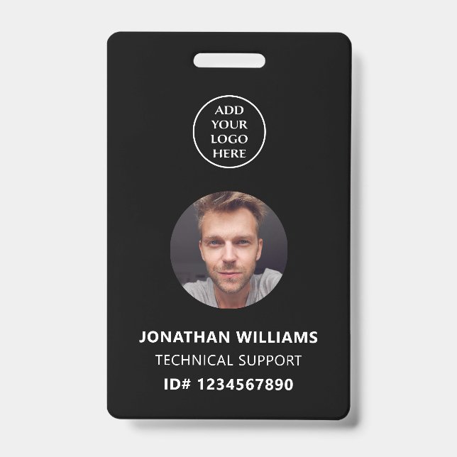 Photo ID QR Code Company Logo Staff Name Job Title Badge (Front)