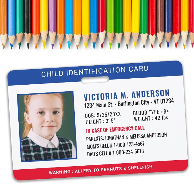 Photo Identification Emergency Safety Child ID  ID Badge (Creator Uploaded)