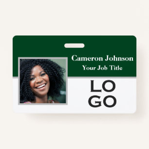 Photo Identification with Custom Logo on Green ID Badge