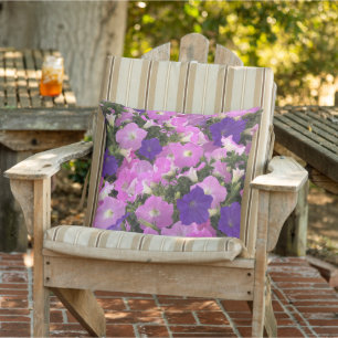Photo Image Of Morning Glory Pink & Purple Flowers Cushion