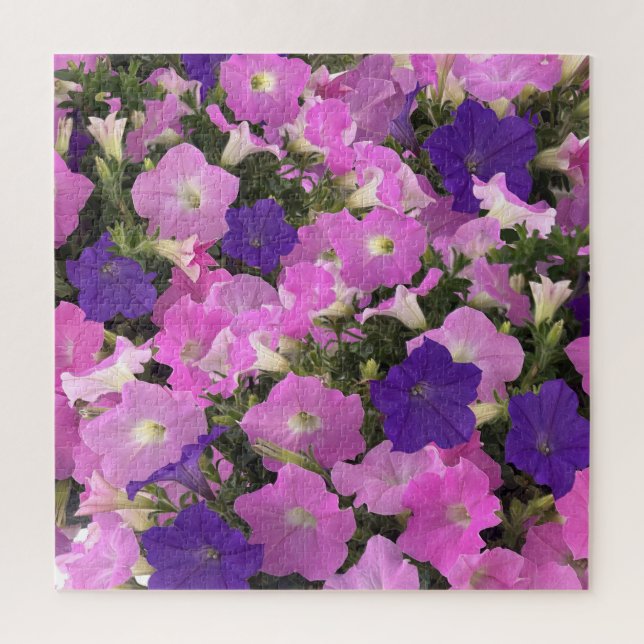 Photo Image Of Morning Glory Pink & Purple Flowers Jigsaw Puzzle (Vertical)