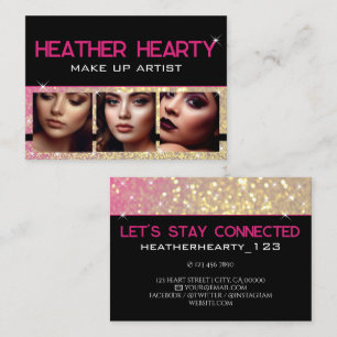 Photo Image Template Luxury Rose Gold Glitter Glam Business Card