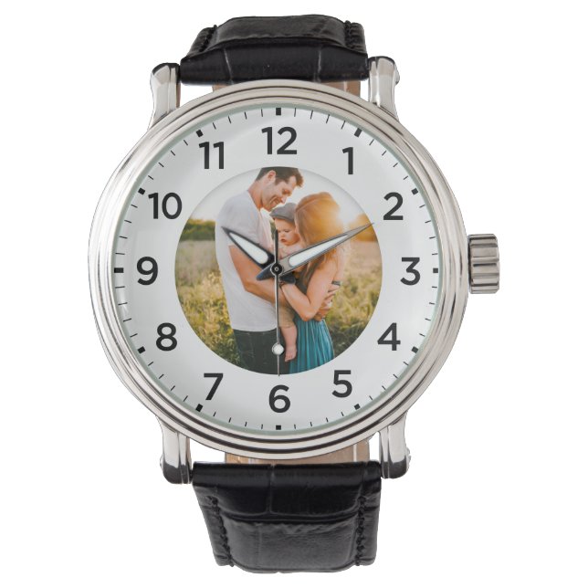Photo Inlay Personalised Leather Watch (Front)