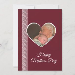 Photo inside Heart image with lace border Card