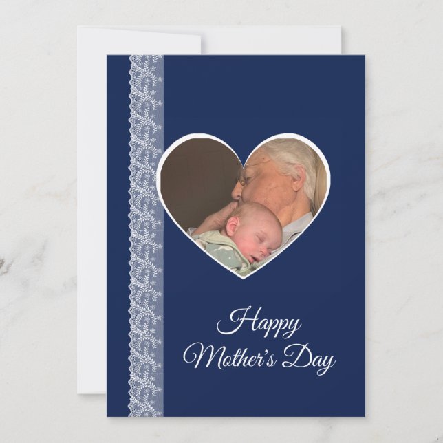 Photo inside Heart image with lace border Card (Front)