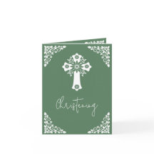Photo Invitation For Christening Cross Fern Green