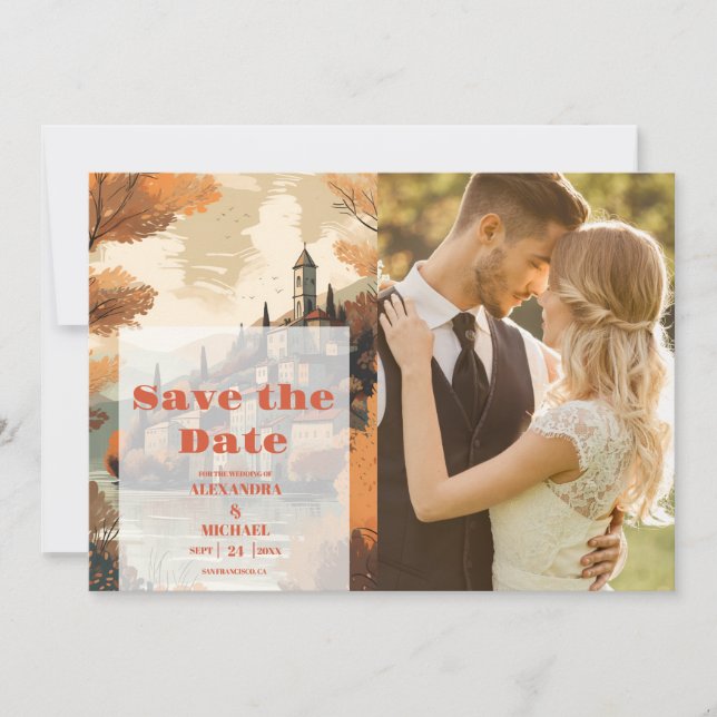 Photo Italy Lake Como Destination Wedding Save The Date (Front)
