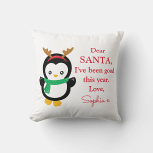 Photo I've Been Good Penguin Christmas Decor Cushion