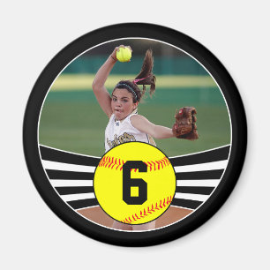 Photo & Jersey Number Fastpitch Softball Magnet
