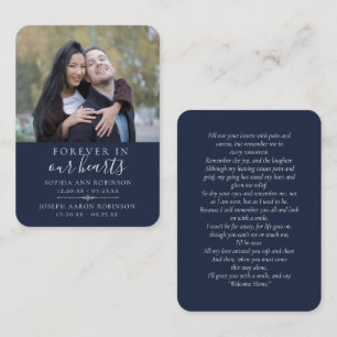 Photo Joint Double Funeral Blue Prayer Card