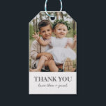 Photo Joint Thank You Gift Tags<br><div class="desc">A modern joint Birthday thank you favour tag,  featuring your own photo.</div>